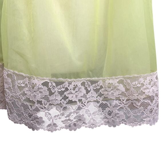 Ro-Vel of California 1960's Lime Baby Doll Sheer Lace Chiffon Nightgown - Picture 15 of 16